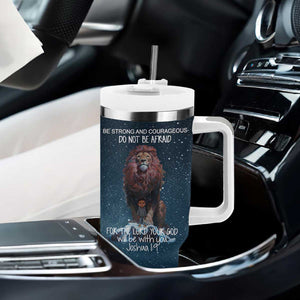 Bible Verse Tumbler With Handle Inspirational Scripture Strong & Courageous Joshua 1:9 TB10 Print Your Wear