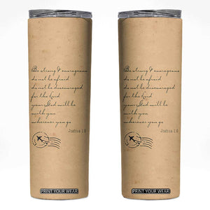 Vintage Christian Skinny Tumbler Be Strong and Courageous Joshua 1:9 Bible Verse TB10 Brown Print Your Wear