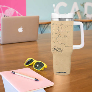 Vintage Christian Tumbler With Handle Be Strong and Courageous Joshua 1:9 Bible Verse TB10 Print Your Wear