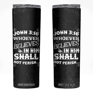 Christian Gifts for Men Skinny Tumbler Inspirational Bible Verse John 3:16 TB10 Black Print Your Wear