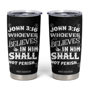 Christian Gifts for Men Tumbler Cup Inspirational Bible Verse John 3:16 TB10 Black Print Your Wear
