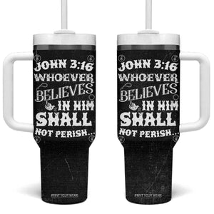 Christian Gifts for Men Tumbler With Handle Inspirational Bible Verse John 3:16 TB10 One Size: 40 oz Black Print Your Wear
