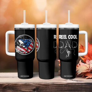 Reel Cool Dad Tumbler With Handle Funny Father's Day Gift For Dad Fishing Lover American Flag TB10 Print Your Wear