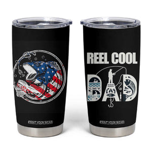 Reel Cool Dad Tumbler Cup Funny Father's Day Gift For Fishing Lover American Flag TB10 Black Print Your Wear