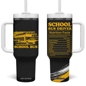 School Bus Driver Appreciation Tumbler With Handle Funny Nutrition Facts American USA Flag TB10 One Size: 40 oz Black Print Your Wear
