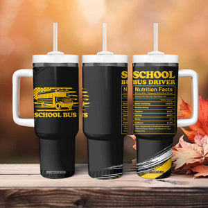 School Bus Driver Appreciation Tumbler With Handle Funny Nutrition Facts American USA Flag TB10 Print Your Wear