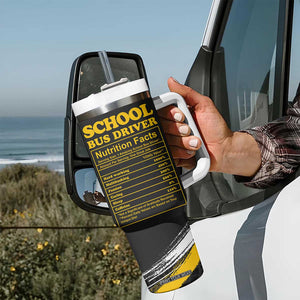 School Bus Driver Appreciation Tumbler With Handle Funny Nutrition Facts American USA Flag TB10 Print Your Wear