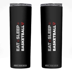 Basketball Player Skinny Tumbler Basketballer Coach Sports Team Gift Eat Sleep Basketball TB10 Black Print Your Wear