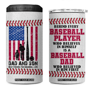 Baseball Dad 4 in 1 Can Cooler Tumbler Funny Father's Day Gift For Dad From Son US Flag TB10 One Size: 16 oz White Print Your Wear