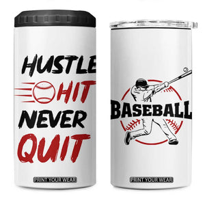 Baseball 4 in 1 Can Cooler Tumbler Never Quit Funny Baseball Player Fan Coach Catcher Pitcher TB10 One Size: 16 oz White Print Your Wear