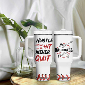 Baseball Tumbler With Handle Never Quit Funny Baseball Player Fan Coach Catcher Pitcher TB10 Print Your Wear