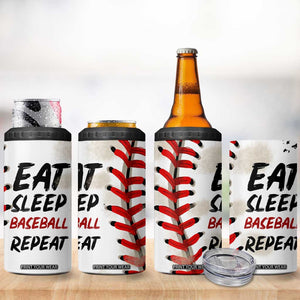Funny Baseball 4 in 1 Can Cooler Tumbler Eat Sleep Baseball Repeat Catcher Pitcher TB10 Print Your Wear