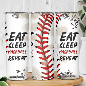 Funny Baseball Skinny Tumbler Eat Sleep Baseball Repeat Catcher Pitcher TB10 Print Your Wear