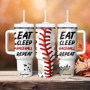 Funny Baseball Tumbler With Handle Eat Sleep Baseball Repeat Catcher Pitcher TB10 Print Your Wear