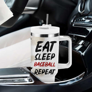 Funny Baseball Tumbler With Handle Eat Sleep Baseball Repeat Catcher Pitcher TB10 Print Your Wear