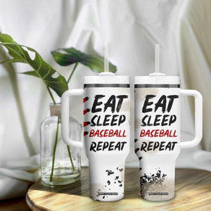 Funny Baseball Tumbler With Handle Eat Sleep Baseball Repeat Catcher Pitcher TB10 Print Your Wear