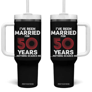 Couples 50 Years Married Tumbler With Handle Funny 50th Wedding Anniversary Gifts For Him Her TB10 One Size: 40 oz Black Print Your Wear