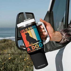 Gift For Dog Lovers Tumbler With Handle Retro Life Is Better With A Dog TB10 Print Your Wear