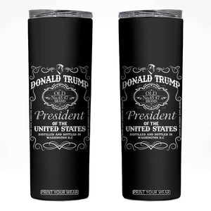Trump 2024 Skinny Tumbler President 45 47 Whiskey Sytle Black TB10 Black Print Your Wear