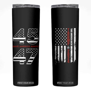 Trump 2024 Skinny Tumbler President 45 47 American Flag Black TB10 Black Print Your Wear