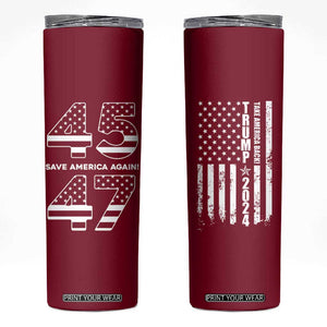 Trump 2024 Skinny Tumbler President 45 47 American Flag Red TB10 Red Print Your Wear