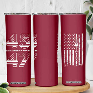 Trump 2024 Skinny Tumbler President 45 47 American Flag Red TB10 Print Your Wear