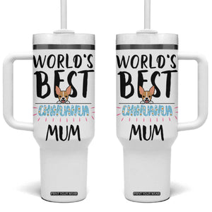 Chihuahua Dog Mom Tumbler With Handle Gift For Dog Lovers Women New Puppy Fur Baby Owners TB10 One Size: 40 oz White Print Your Wear