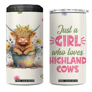 Highland Cow Gifts For Women 4 in 1 Can Cooler Tumbler Cow Lover Farming Gifts For Cowgirls Farmers TB10 One Size: 16 oz Beige Print Your Wear