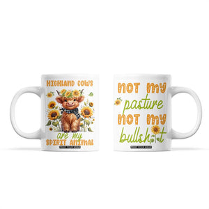 Highland Cow Gifts For Women Coffee Mug Funny Cow Gift For Cow Lovers Sunflower TB10 White Print Your Wear