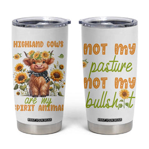 Highland Cow Gifts For Women Tumbler Cup Funny Cow Gift For Cow Lovers Sunflower TB10 White Print Your Wear