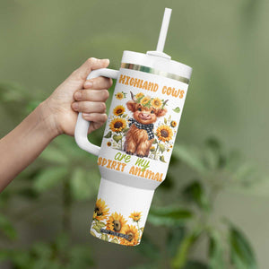 Highland Cow Gifts For Women Tumbler With Handle Funny Cow Gift For Cow Lovers Sunflower TB10 Print Your Wear