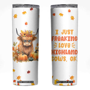 Highland Cow Gifts For Women Skinny Tumbler Funny Cow Gift For Cow Lovers Fall Leaves Farmhouse Western Animal TB10 White Print Your Wear
