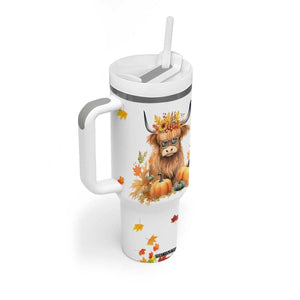 Highland Cow Gifts For Women Tumbler With Handle Funny Cow Gift For Cow Lovers Fall Leaves Farmhouse Western Animal TB10 Print Your Wear