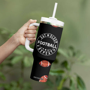 American Football Tumbler With Handle Funny Eat Sleep Football Repeat TB10 Print Your Wear