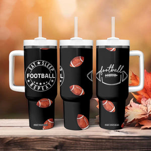 American Football Tumbler With Handle Funny Eat Sleep Football Repeat TB10 Print Your Wear