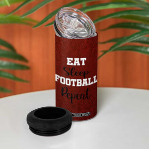 American Football 4 in 1 Can Cooler Tumbler Eat Sleep Football Repeat Dad Fans Coaches TB10 Print Your Wear