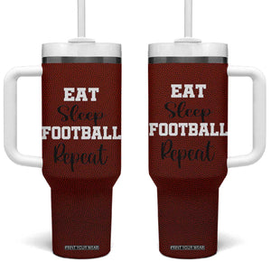 American Football Tumbler With Handle Eat Sleep Football Repeat Dad Fans Coaches TB10 One Size: 40 oz Brown Print Your Wear