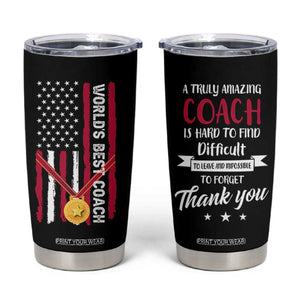 Best Coach Appreciation Gifts Tumbler Cup Thank You Coach Coaches Appreciation Gifts US Flag TB10 Black Print Your Wear