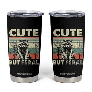 Funny Racoon Tumbler Cup Retro Trash Panda Cute But Feral TB10 Black Print Your Wear