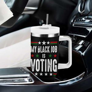 Harris Walz 2024 Election Tumbler With Handle My Black Job Is Voting Democracy TB10 Print Your Wear