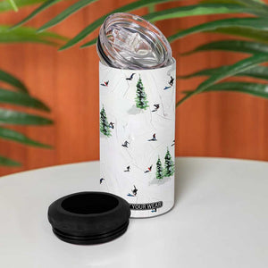 Skiing Gifts 4 in 1 Can Cooler Tumbler Funny Ski Gift for Skiers Downhill Skiing TB10 Print Your Wear