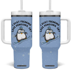 Penguin Gifts Tumbler With Handle Gift For Girls Friends Teacher Girlfriend Who Loves Penguins TB10 One Size: 40 oz Blue Print Your Wear