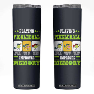 Playing Pickleball Improves Memory Skinny Tumbler Gift for Pickle Ball Lovers Pickleballs Coach Player TB10 Navy Print Your Wear
