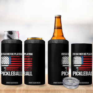 Funny Pickleball Player 4 in 1 Can Cooler Tumbler US Flag Paddleball Lover TB10 Print Your Wear