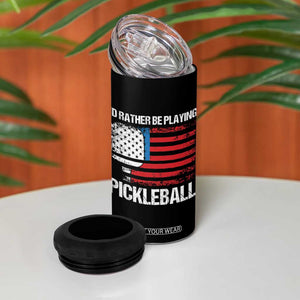 Funny Pickleball Player 4 in 1 Can Cooler Tumbler US Flag Paddleball Lover TB10 Print Your Wear