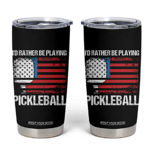 Funny Pickleball Player Tumbler Cup US Flag Paddleball Lover TB10 Black Print Your Wear