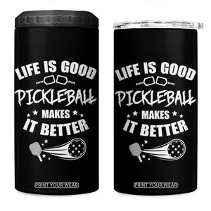 Funny Pickleball 4 in 1 Can Cooler Tumbler Life Is Good Pickleball Makes It Better TB10 One Size: 16 oz Black Print Your Wear