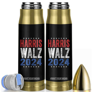 Harris Walz 2024 Bullet Tumbler Kamala Tim Walzt Presidential Election Retro Vintage Distressed TB10 Black Print Your Wear