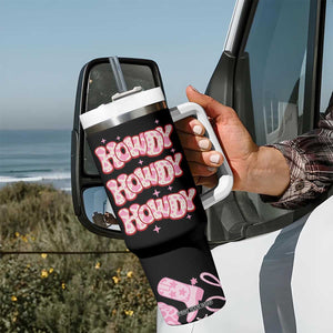 Howdy Cowgirl Tumbler With Handle Western Girl Country Rodeo Pink Cowgirl TB10 Print Your Wear