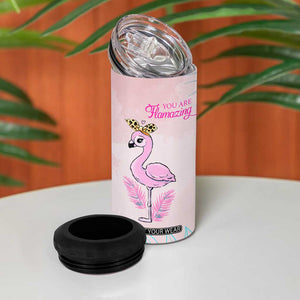 Positive Flamingo Gifts 4 in 1 Can Cooler Tumbler Emotional Support Flamingo Affirmation TB10 Print Your Wear
